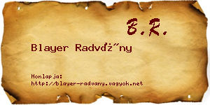 Blayer Radvány névjegykártya